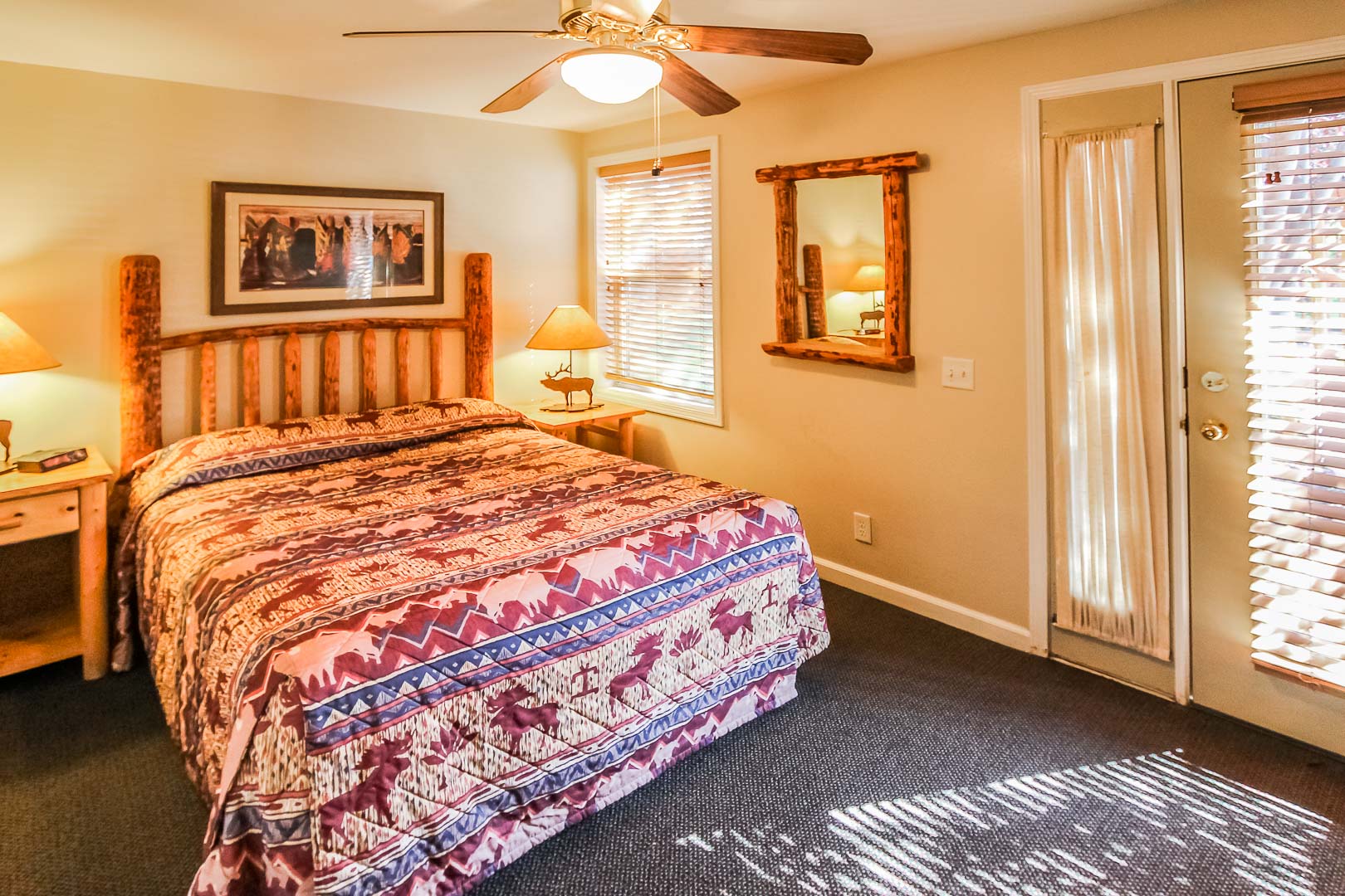 A spacious bedroom at VRI's Jackson Pines in Wyoming.